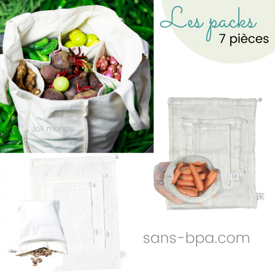 Kit complet courses en Vrac . Cabas & 6 sacs