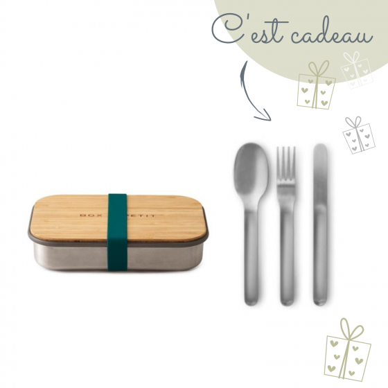 Set Sandwichbox inox et bambou 900 ml Black & Blum & ses couverts inox en cadeau