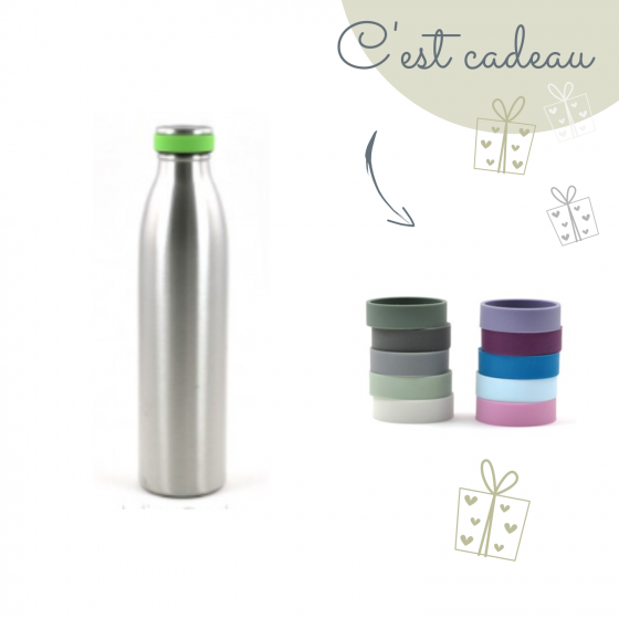 Gourde isotherme inox 750 ml Joli Monde & ses anneaux colorés en cadeau