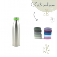 Gourde isotherme inox 500 ml Joli Monde & ses anneaux colorés en cadeau