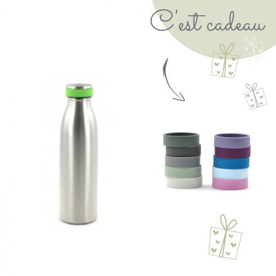 Gourde isotherme inox 500 ml Joli Monde & ses anneaux colorés en cadeau