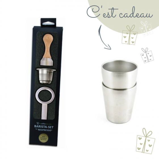 Set capsule inox Nespresso BARISTA My Coffee Star & ses timbales inox en cadeau