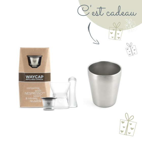 Set capsule inox Nespresso rechargeable WAY CAP & sa timbale inox en cadeau