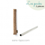 Set paille inox & son étui en liège