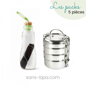 Kit Tiffin & bouteille verre filtrante 650ml