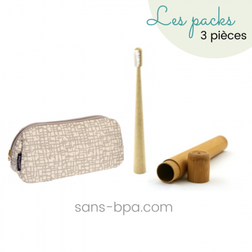 Kit trousse & brosses à dents bambou