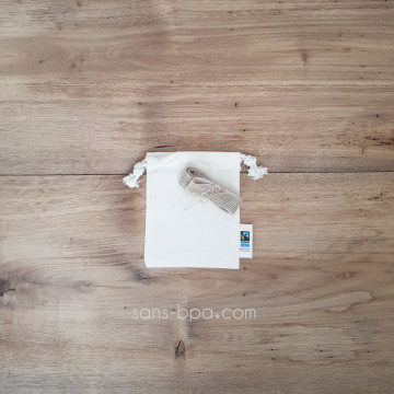 Mini sac à cadeau coton Bio 10 x 14 cm & son ruban de jute