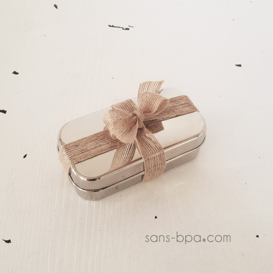 Boite cadeau inox & son ruban de jute