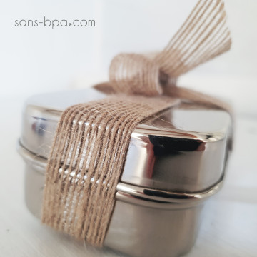 Boite cadeau inox & son ruban de jute