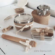 Boite cadeau inox La Retro 10cm diam. & son ruban de jute