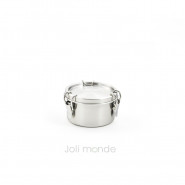 Boite cadeau inox La Retro 8cm diam. & son ruban de jute