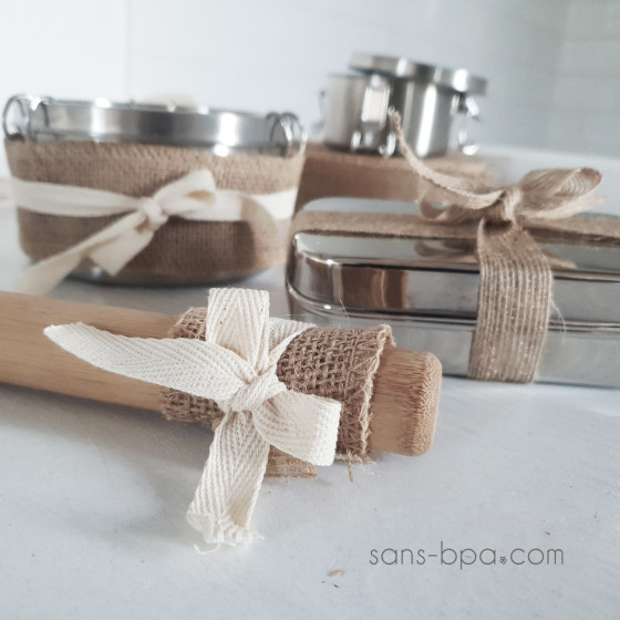Etui cadeau en bambou & son ruban jute et coton