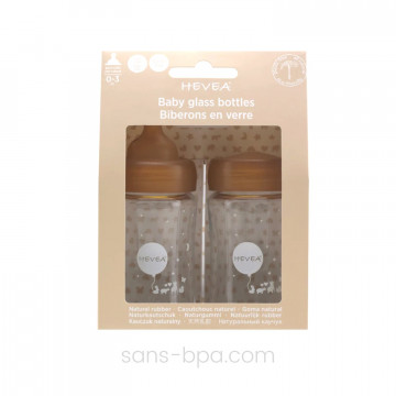 Lot de 2 biberons verre & caoutchouc 150 ml . Goulot large 2