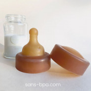 Tétine caoutchouc pour biberon verre Hévéa . Débit lent . 0 - 3 mois