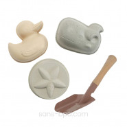 Kit de jouets de plage en caoutchouc naturel upcyclé . HEVEA
