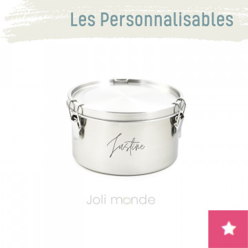 Boite personnalisable inox étanche 1650 ml . La Retro Large . Diam 16 cm - JOLI MONDE 2