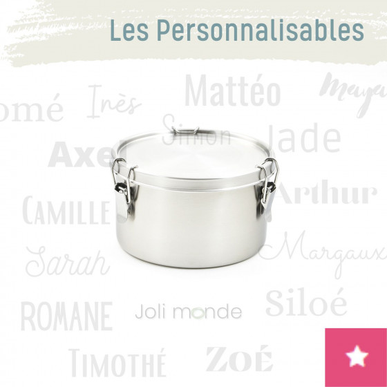 Boite personnalisable inox étanche 1650 ml . La Retro Large . Diam 16 cm - JOLI MONDE