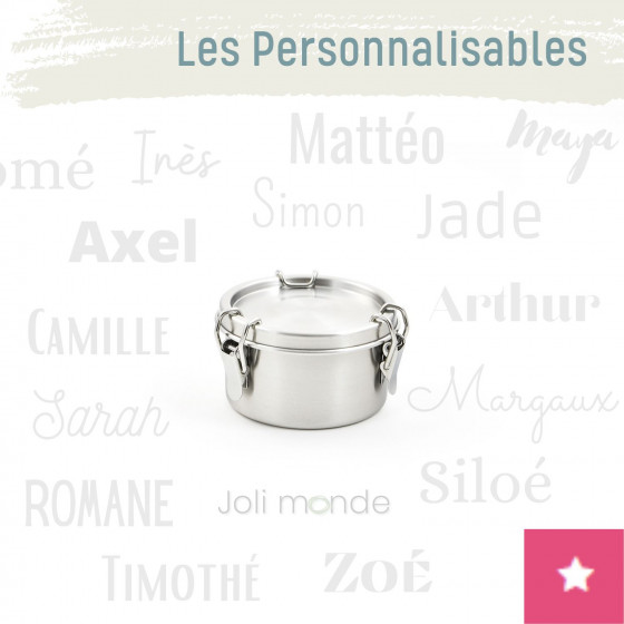 Boite personnalisable inox étanche 200 ml . La Retro Mini . Diam 8 cm - JOLI MONDE