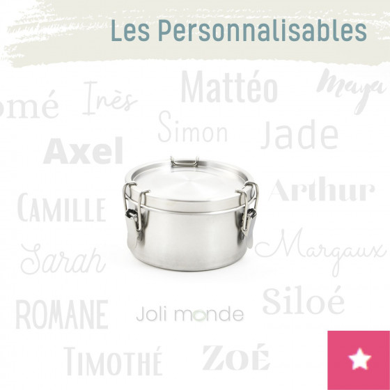 Boite personnalisable inox étanche 400 ml . La Retro Petite . Diam 10 cm - JOLI MONDE