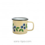 Timbale tasse en fer émaillé - Myrtilles . BLAFRE