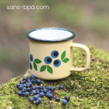 Timbale tasse en fer émaillé - Myrtilles . BLAFRE