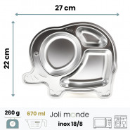EL l'éléphant - Plateau repas 3 compartiments Kids - JOLI MONDE