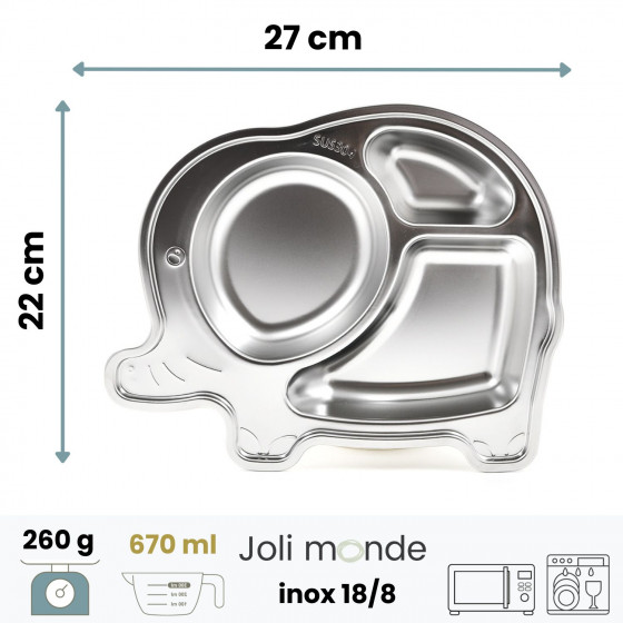 EL l'éléphant - Plateau repas 3 compartiments Kids - JOLI MONDE