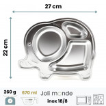 EL l'éléphant - Plateau repas 3 compartiments Kids - JOLI MONDE