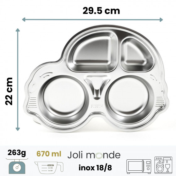 VROUM la voiture - Plateau repas 5 compartiments Kids - JOLI MONDE