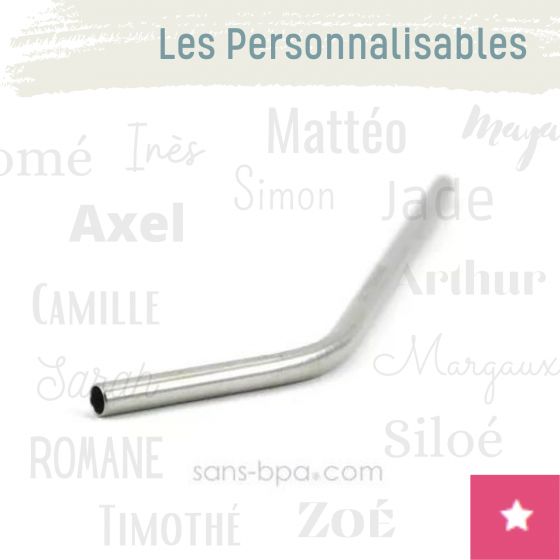1 paille personnalisable inox ~ Modèle COURT - JOLI MONDE