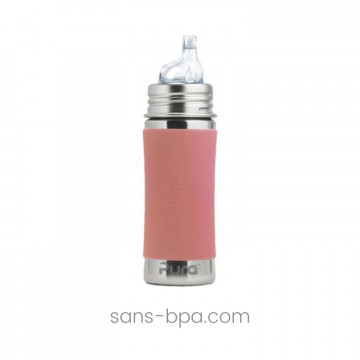 Biberon anti-fuite inox 325 ml - Rose - PURA