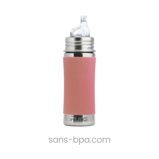 Biberon anti-fuite inox 325 ml - Rose - PURA