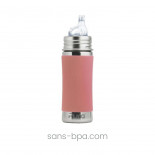 Biberon anti-fuite inox 325 ml - Rose - PURA