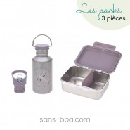 Ensemble boite à goûter & sa gourde Lassig . BLEU