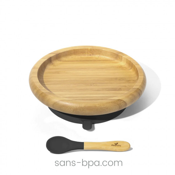 Assiette bambou à ventouse & sa cuillère bébé