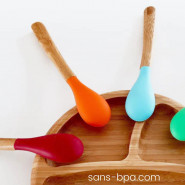 Cuillère long manche bébé Bambou & silicone