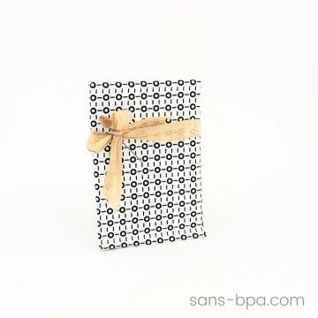 Pochette cadeau tissu B&W réutilisable & son ruban rafia