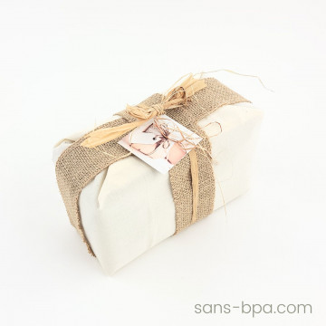 Sac pochette à cadeau coton Bio 25 x 30 cm & son ruban de jute 2