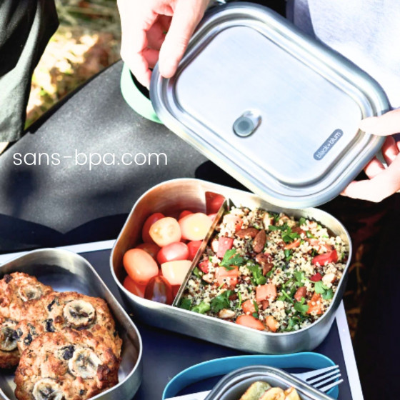 Bento boite à repas inox étanche & sa fourchette . Lunch Box Large 1000 ml Black and Blum