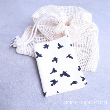 Livre mouchoir réutilisable coton bio Hankybook . Oiseaux