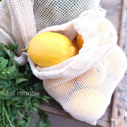 Sac à vrac . maille filet . SMALL 15 x 25 cm - Fruits & Légumes . Poids 20 g - Joli Monde