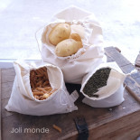 Lot 3 Sacs à vrac .  maille tissée . 3 tailles S + M + L . Farines & Céréales - Joli Monde