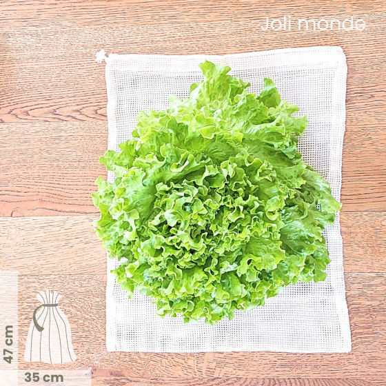 Lot 3 Sacs à vrac .  maille filet . 3 tailles S + M + L . Fruits & Légumes - Joli Monde