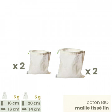 Lot 8 sacs à vrac tissus gaze - Taille XS - 20 x 14 & 16 x 16