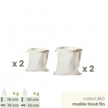 Lot 8 sacs à vrac tissus gaze - Taille XS - 20 x 14 & 16 x 16