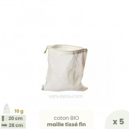 Lot 5 sacs à vrac tissus gaze - Taille S - 20 x 28