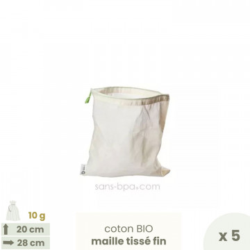 Lot 5 sacs à vrac tissus gaze - Taille S - 20 x 28