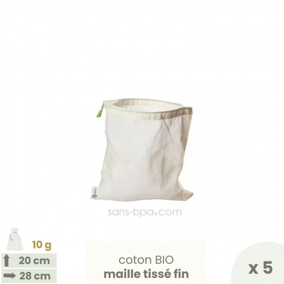 Lot 5 sacs à vrac tissus gaze - Taille S - 20 x 28