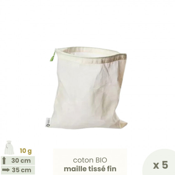 Lot 5 sacs à vrac tissus gaze - Taille L - 30 x 35