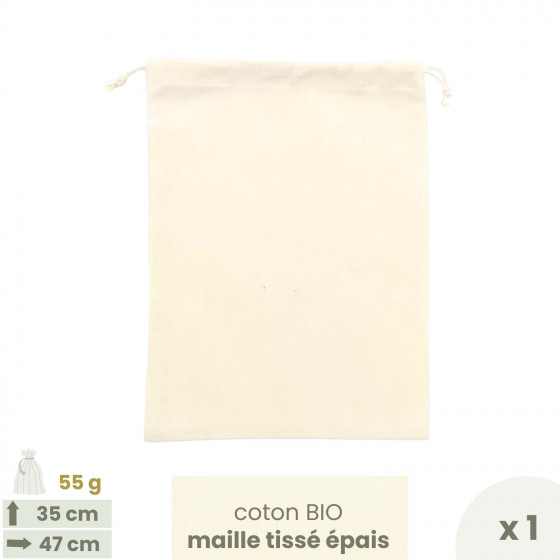 Sac à vrac . maille tissée . LARGE 35 x 47 cm - Farines & céréales . Poids 55 g - Joli Monde
